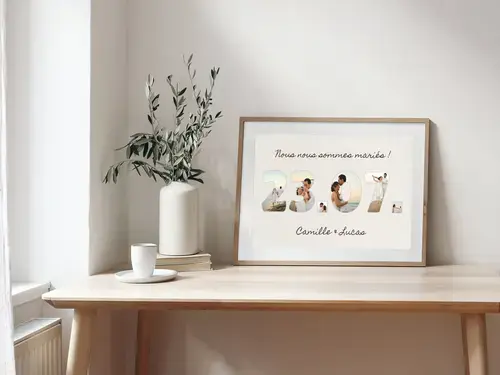 Date de mariage en photos - Collage personnalisée