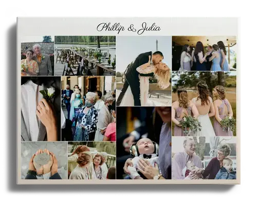 Collage de Mariage Personnalisée sur Toile - Cadeau Idéal pour les Nouveaux Mariés
