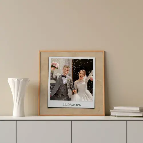 Photo de mariage style Polaroid avec date