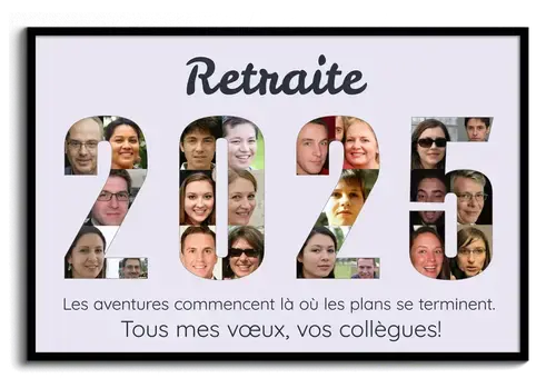 Collage de Retraite Personnalisée avec Photos et Messages Touchants