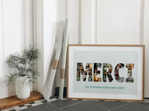 Collage "MERCI" personnalisée en photos