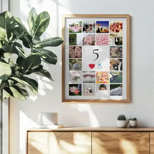 Collage chiffre 5 – 5 ans ensemble, noces de bois