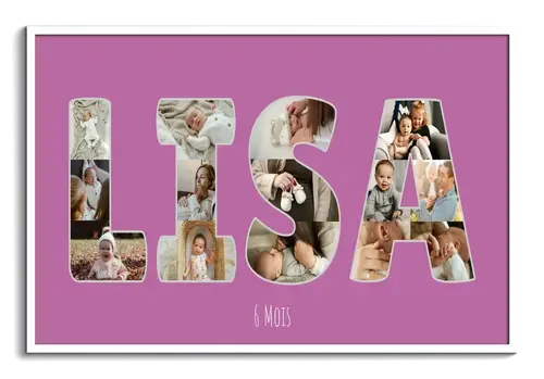 Prenom de l enfant en collage photo