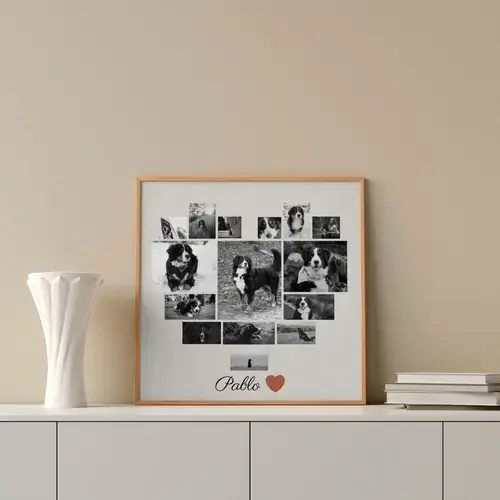 Collage 1 photo hommage pour chien, cadre ovale