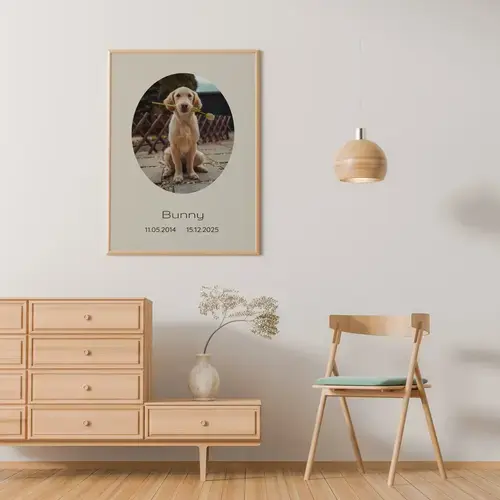 Collage 1 photo hommage pour chien, cadre ovale