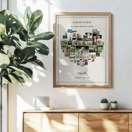 Collage photo silhouette de chien – nom et années