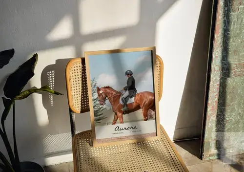 Affiche souvenir cheval avec photo et dates