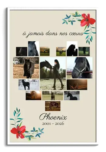 Affiche souvenir cheval avec photo et dates