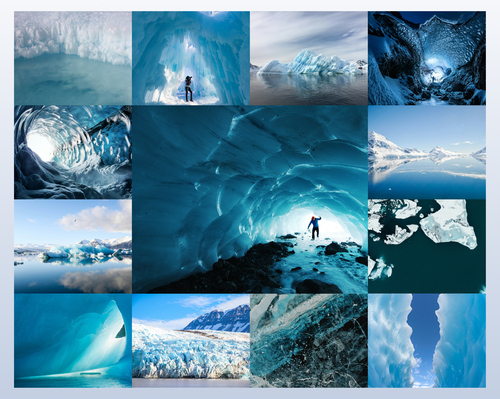 Créez et imprimez votre collage photo nature: dunes, glaciers, grottes de glace