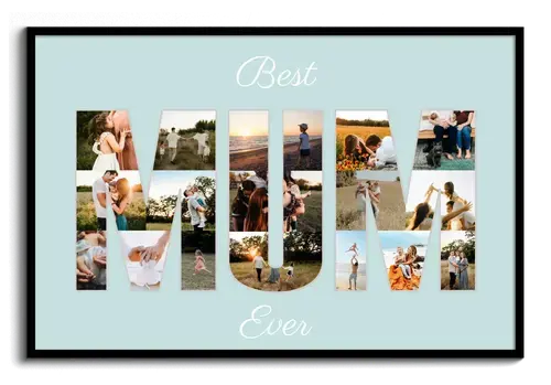 Collage photo avec texte MUM Best Ever cadeau fete des meres
