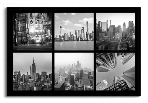 Collage de photos de voyage: villes & monuments