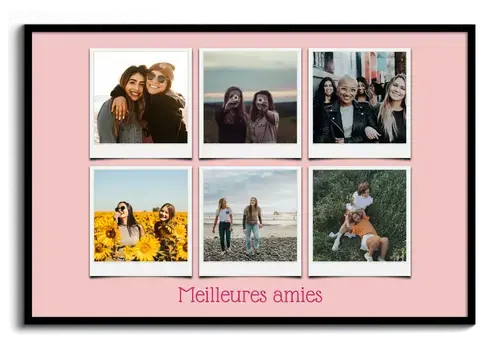 Amis en Collage Polaroid avec Texte