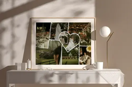 Collage scrapbooking mariage style épuré