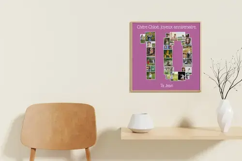 Collage Chiffre "10" Personnalisée Photos