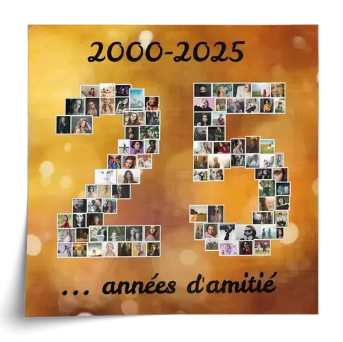 Créez un collage photo en chiffre 25 pour anniversaire ou célébration Créez un collage photo en chiffre 25 pour anniversaire ou célébration