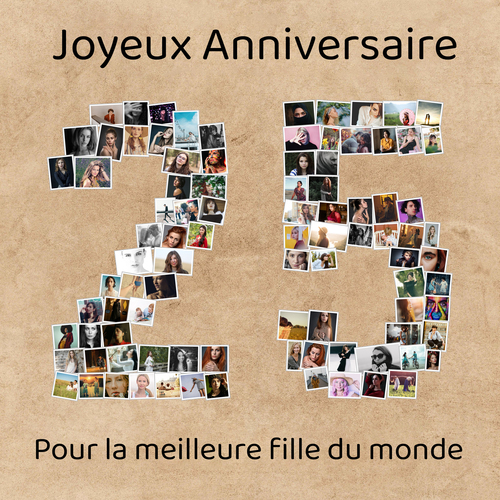 Créez un collage photo en chiffre 25 pour anniversaire ou célébration