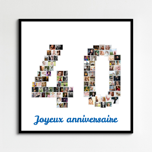 Collage Photo "40" pour Anniversaire ou Événement - Personnalisez et Offrez !