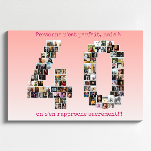 Collage Photo "40" pour Anniversaire ou Événement - Personnalisez et Offrez !