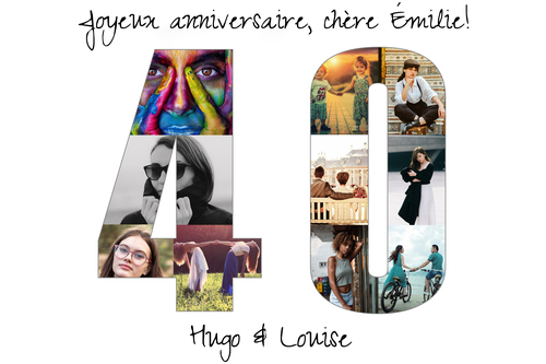 Collage Photo "40" pour Anniversaire ou Événement - Personnalisez et Offrez !