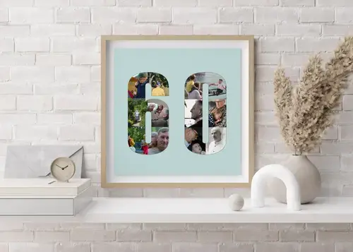 Collage Photo Chiffre 60 Anniversaire Personalizable