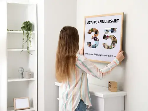 Collage Anniversaire "35" personnalisée 12 photos