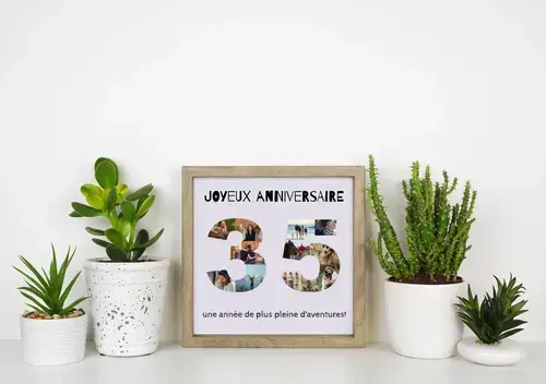 Collage Anniversaire "35" personnalisée 12 photos