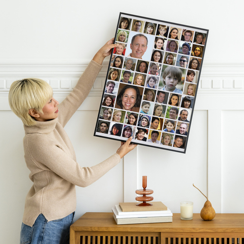 Collage Photo d'Équipe Style Grille avec Points Forts Visuels