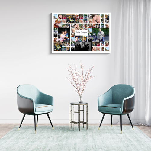 Collage de Deuil Personnalisée - 60 Photos sur Toile Premium