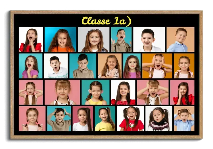 Photo de classe en collage photo creer avec photos d eleves et texte personnalise