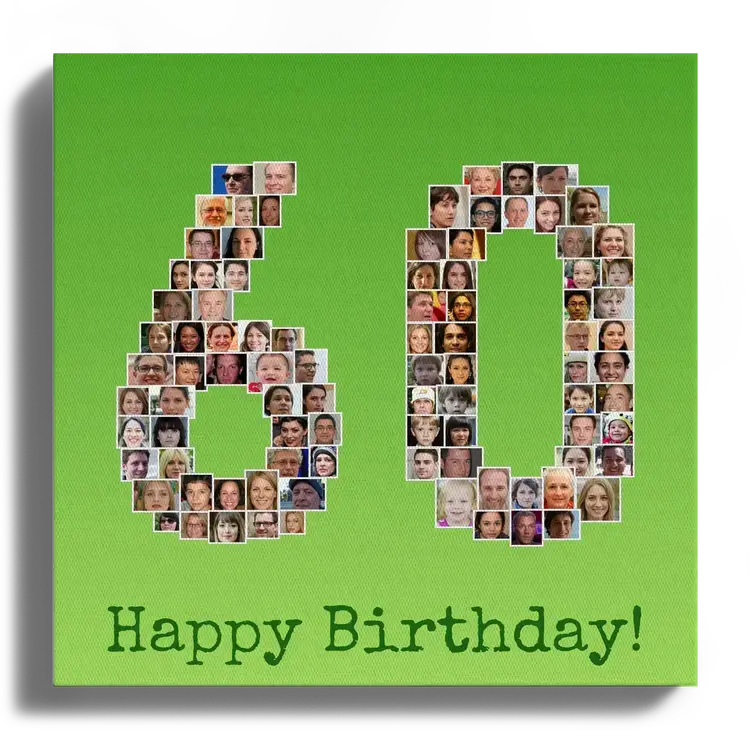 Collage photo anniversaire en numero 60 avec plusieurs images