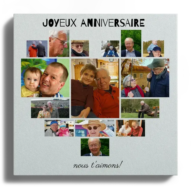 Collage en coeur avec photos comme cadeau d anniversaire