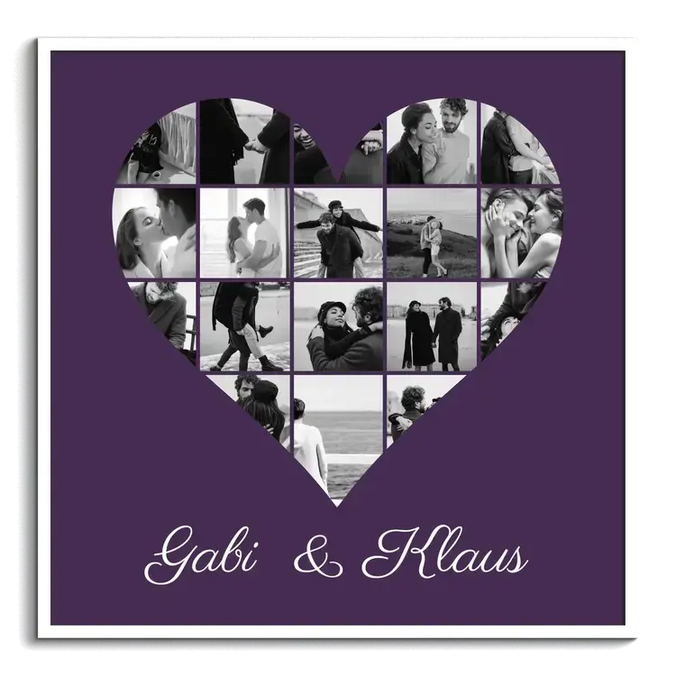 Collage photo en coeur amour et partenariat