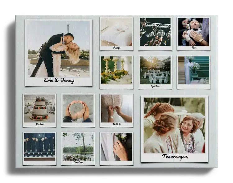 Fotocollage idee creative mariage avec polaroids labelises