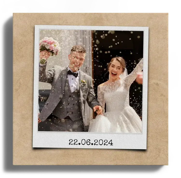 Photo de mariage style Polaroid avec date