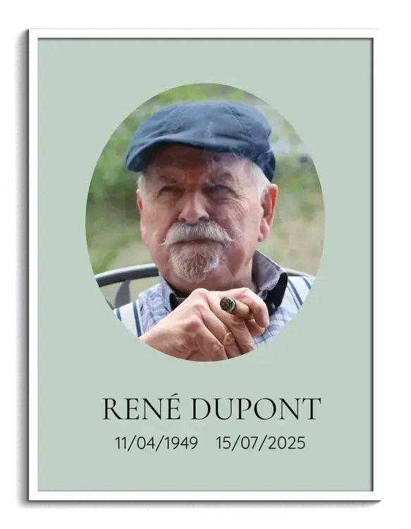 Portrait photo pour funerailles en ovale