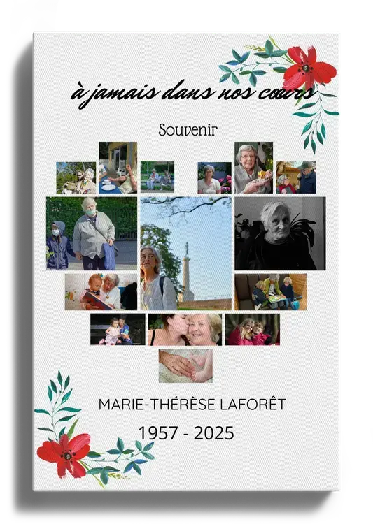 Fotocollage souvenir pour funerailles en coeur