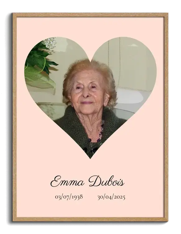 Portrait en coeur pour inhumation