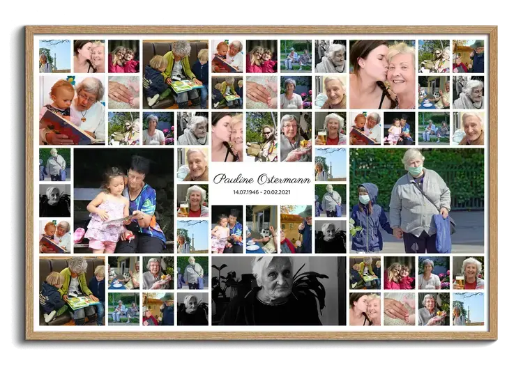 Mosaique avec de nombreuses photos en memoire du deces
