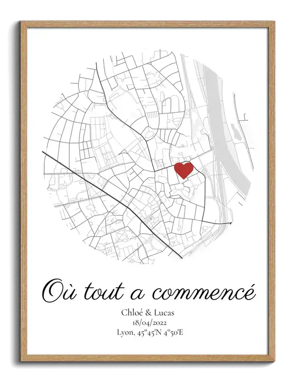 Carte personnalisée ronde "Là où tout a commencé"