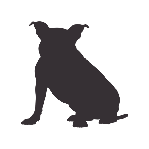 Silhouette de chien American Bully assis