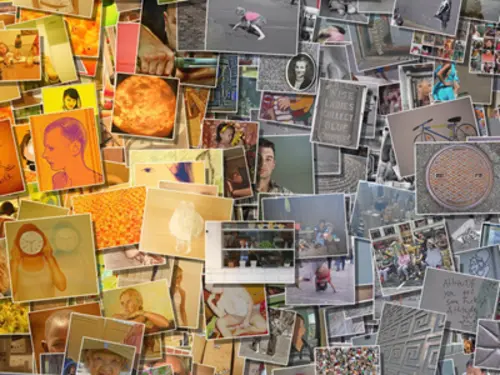 Chaos – mosaïque photo : des vignettes inclinées librement qui se superposent